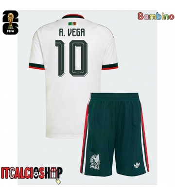 Messico Alexis Vega #10 Seconda Maglia Bambino Mondiali 2026 Manica Corta (+ Pantaloni corti)